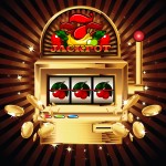 A slot fruit machine with cherry winning on cherries.